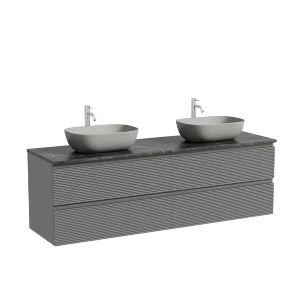Тумба с раковиной Sancos Folk 160 grey soft, столешница черный мрамор TT160A1X, раковина CN6009MH