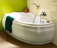 Акриловая ванна Cersanit Joanna L 160x95 см, угловая, левая, встраиваемая, ультрабелая, асимметричная, на ножках