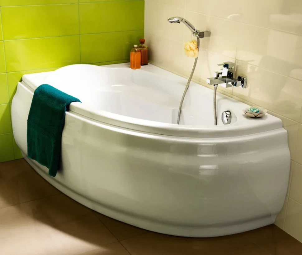 Акриловая ванна Cersanit Joanna L 160x95 см, угловая, левая, встраиваемая, ультрабелая, асимметричная, на ножках