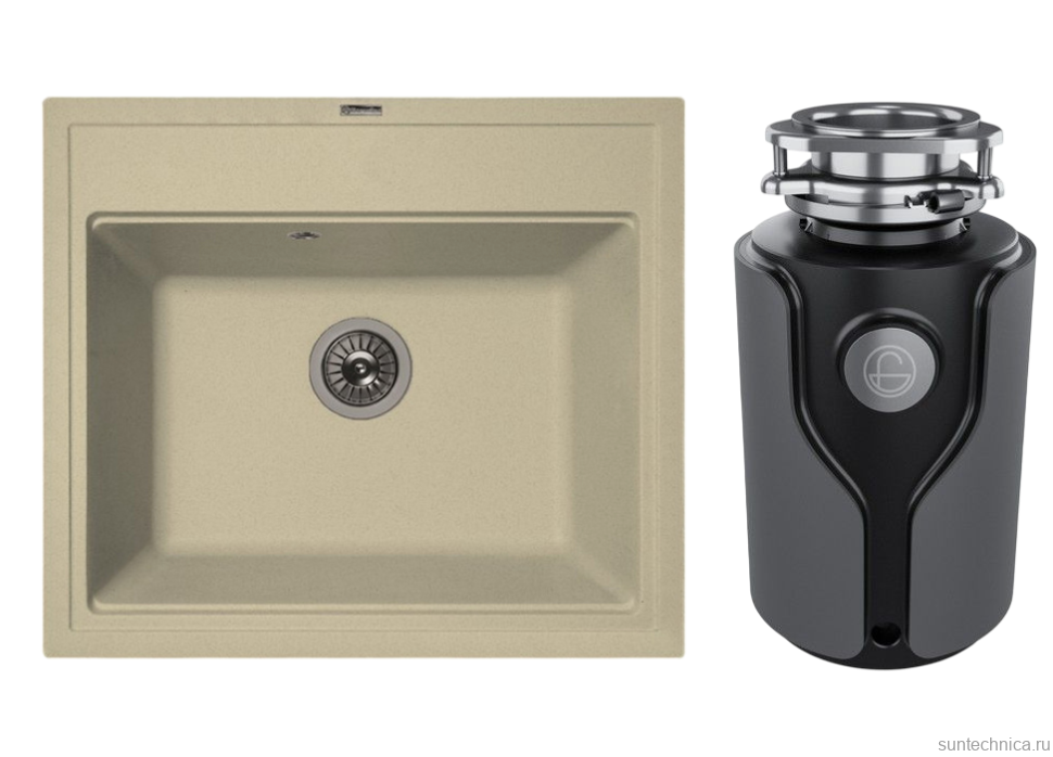 Комплект Мойка Florentina Липси 600 шампань + Измельчитель KUCHENSTERN Muhle