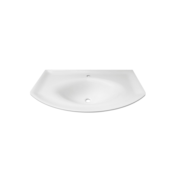 Мебельная раковина Belux Версаль 90 накладная, глянцевая белая, полукруглая, искусственный мрамор