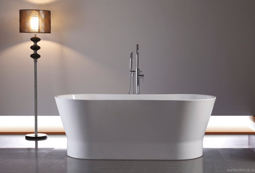 Акриловая ванна BelBagno BB406-1650-730 165x70 см, отдельностоящая, белая, овальная, на ножках, со сливом-переливом