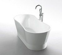 Акриловая ванна BelBagno BB406-1650-730 165x70 см, отдельностоящая, белая, овальная, на ножках, со сливом-переливом