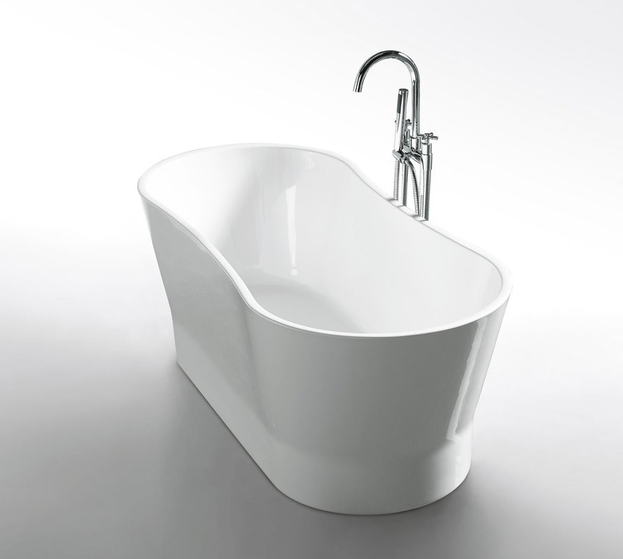 Акриловая ванна BelBagno BB406-1650-730 165x70 см, отдельностоящая, белая, овальная, на ножках, со сливом-переливом