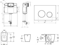 Комплект Lavinia Boho Унитаз приставной Bell Pro 33014040 + Крышка-сиденье Bell Pro 33290100 с микролифтом + Бачок скрытого монтажа RelFix 38020010 + Кнопка RelFix 3805002C