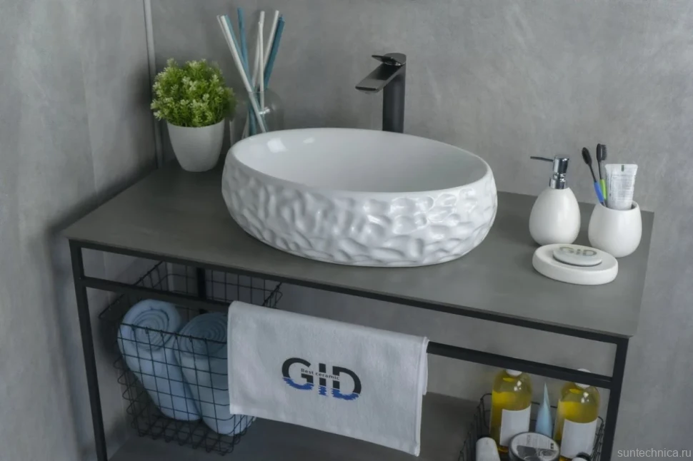 Накладная раковина GID Lago 9030wf 48 глянцевая белая, овальная, фаянс
