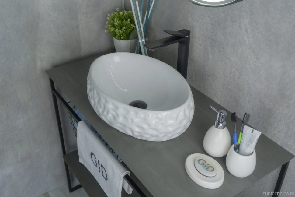 Накладная раковина GID Lago 9030wf 48 глянцевая белая, овальная, фаянс