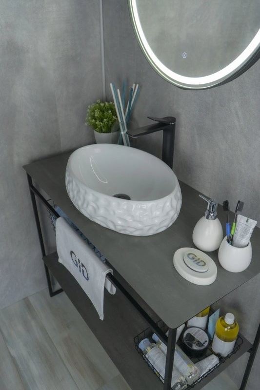 Накладная раковина GID Lago 9030wf 48 глянцевая белая, овальная, фаянс