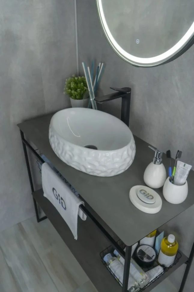 Накладная раковина GID Lago 9030wf 48 глянцевая белая, овальная, фаянс