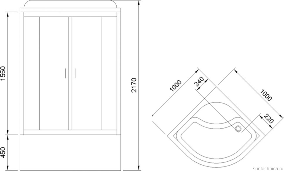 Душевая кабина Royal Bath NRW RB100NRW-C-CH+Р с высоким поддоном, с хамамом и сиденьем
