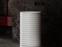 Раковина напольная Abber Stein AS2550-H 58 матовая белая, овальная, моноблок, искусственный камень