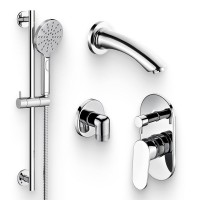 Душевой комплект Смеситель Wasserkraft Donau 5341, С ВНУТРЕННЕЙ ЧАСТЬЮ + Гарнитур + Подключение A134 + Излив Lemark LM7881C, для ванны