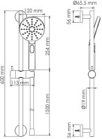 Душевой комплект Смеситель Wasserkraft Donau 5341, С ВНУТРЕННЕЙ ЧАСТЬЮ + Гарнитур + Подключение A134 + Излив Lemark LM7881C, для ванны
