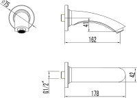 Душевой комплект Смеситель Wasserkraft Donau 5341, С ВНУТРЕННЕЙ ЧАСТЬЮ + Гарнитур + Подключение A134 + Излив Lemark LM7881C, для ванны