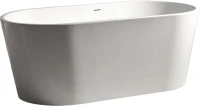 Акриловая ванна Abber AB9203-1.4 140x70 см, отдельностоящая, белая, овальная, с каркасом, со сливом-переливом