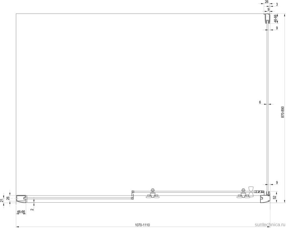 Душевой уголок Ravak Blix BLDP2 110х90, Grape, профиль сатин