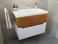 Тумба с раковиной SanStar Valencia 80 подвесная, орех ноче эко, белая