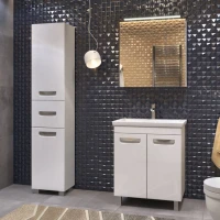 Мебель для ванной комнаты Vigo Plaza 70 напольная, 2 дверцы, белая, раковина Como 70