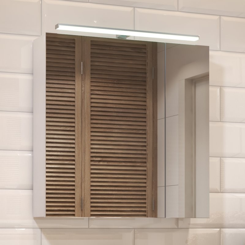 Мебель для ванной комнаты Vigo Plaza 70 напольная, 2 дверцы, белая, раковина Como 70