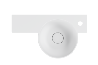 Раковина подвесная Belux Аврора 4810924297648 R 55 матовая белая, прямоугольная, искусственный камень, со столешницей слева