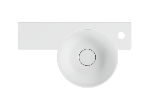 Раковина подвесная Belux Аврора 4810924297648 R 55 матовая белая, прямоугольная, искусственный камень, со столешницей слева