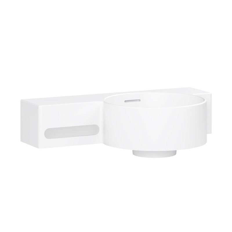 Раковина подвесная Belux Аврора 4810924297648 R 55 матовая белая, прямоугольная, искусственный камень, со столешницей слева