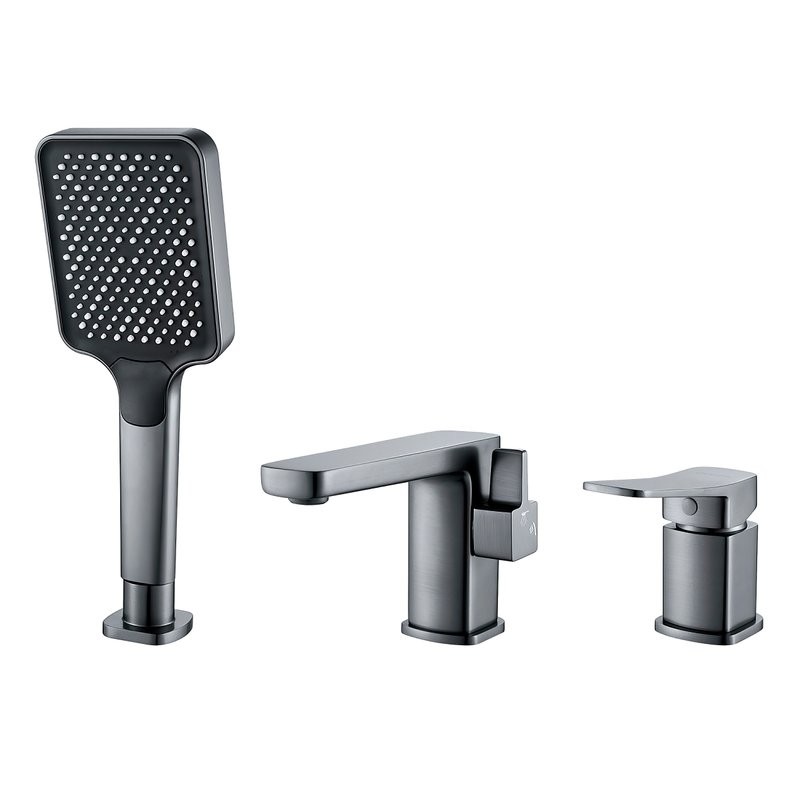 Смеситель на борт ванны Shevanik S9912T оружейная сталь