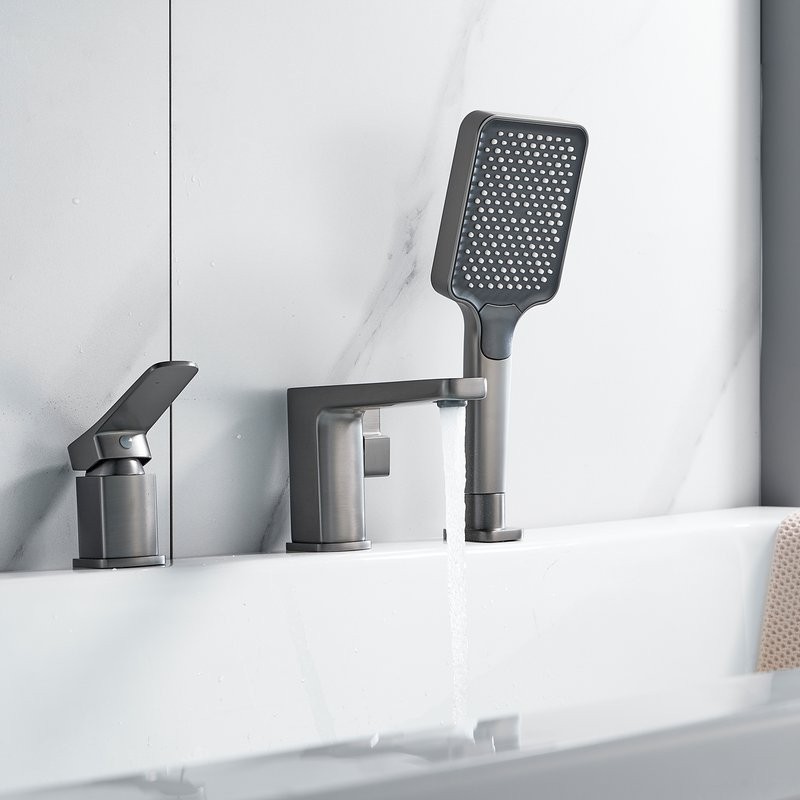 Смеситель на борт ванны Shevanik S9912T оружейная сталь