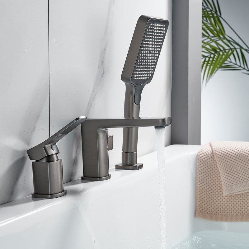 Смеситель на борт ванны Shevanik S9912T оружейная сталь