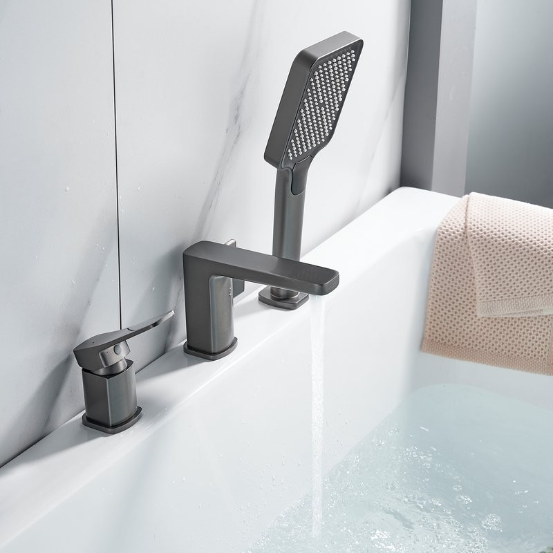 Смеситель на борт ванны Shevanik S9912T оружейная сталь