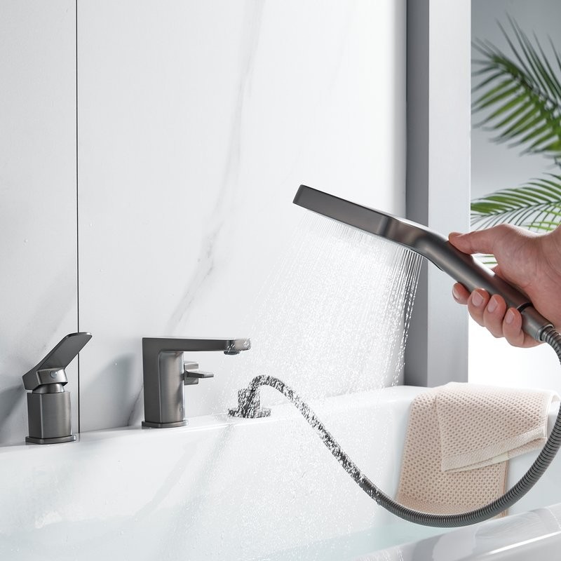 Смеситель на борт ванны Shevanik S9912T оружейная сталь