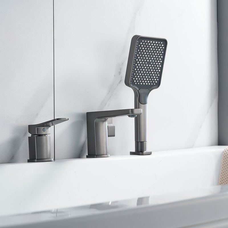 Смеситель на борт ванны Shevanik S9912T оружейная сталь