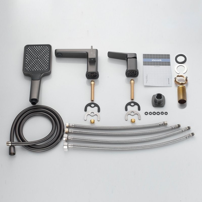 Смеситель на борт ванны Shevanik S9912T оружейная сталь