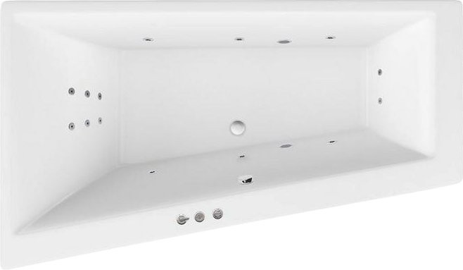 Акриловая ванна Excellent Sfera Slim WAEX.SFL17S.SMART L 170x100 см, угловая, левая, встраиваемая, с гидромассажем, белая, асимметричная, с каркасом, со сливом-переливом