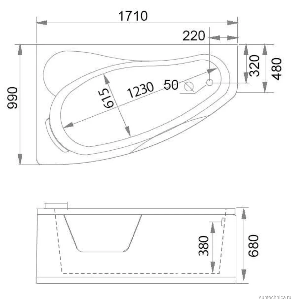 Акриловая ванна Gemy G9046 II B L