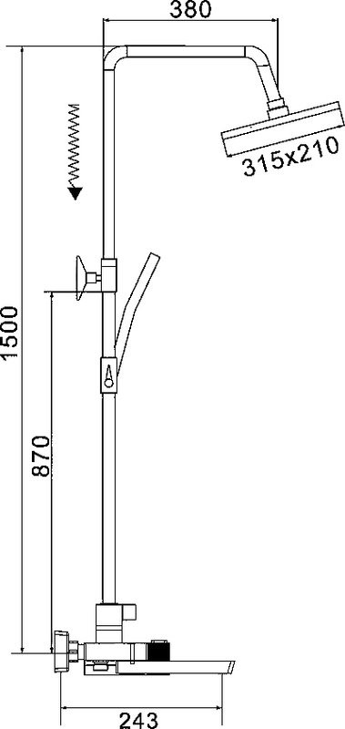 Душевая стойка Rose R1896 с термостатом, хром