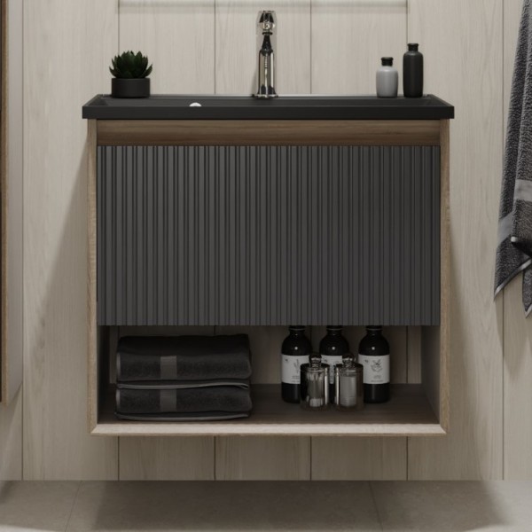 Тумба с раковиной Jorno Tossony 70 дуб самдал, антрацит