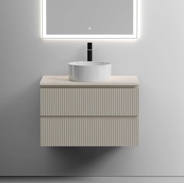 Тумба под раковину со столешницей Sancos Snob T 80 beige soft, столешница бежевая, с отв. под смеситель