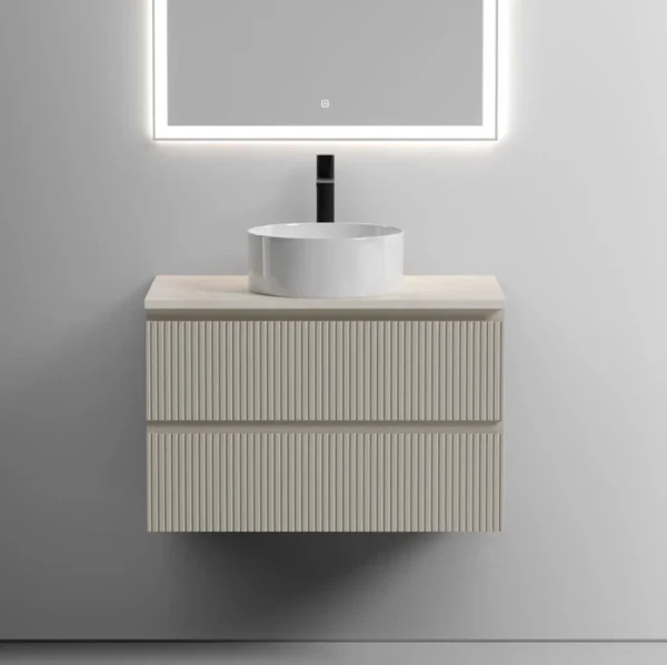 Тумба под раковину со столешницей Sancos Snob T 80 beige soft, столешница бежевая, с отв. под смеситель