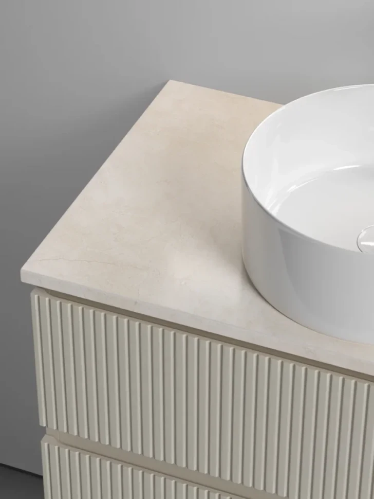 Тумба под раковину со столешницей Sancos Snob T 80 beige soft, столешница бежевая, с отв. под смеситель