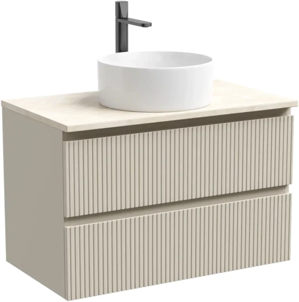 Тумба под раковину со столешницей Sancos Snob T 80 beige soft, столешница бежевая, с отв. под смеситель