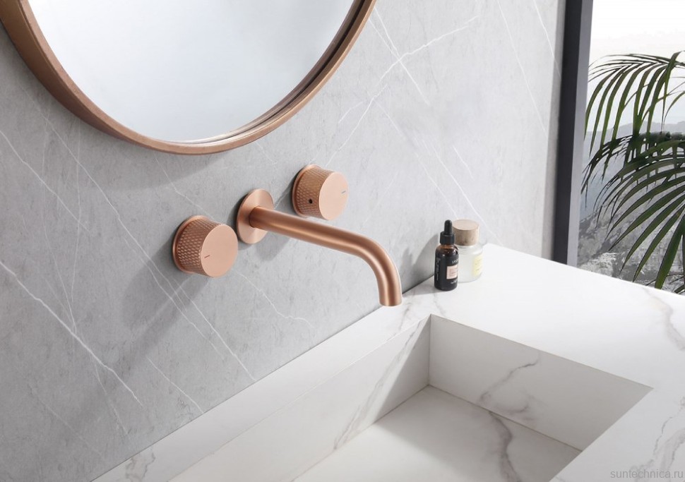 Смеситель для раковины Abber Wasser Kreis AF81122MRG С ВНУТРЕННЕЙ ЧАСТЬЮ, матовое розовое золото