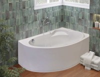 Акриловая ванна Roca Luna R 170x115 см, угловая, правая, пристенная, белая, асимметричная, с каркасом, со сливом-переливом
