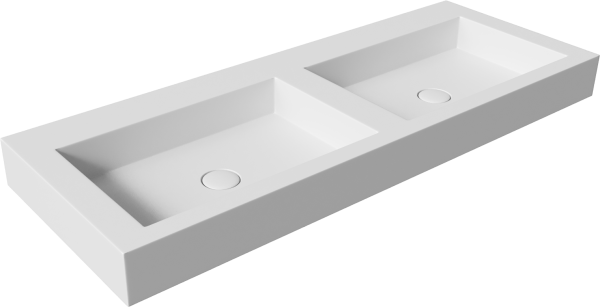 Раковина подвесная Armadi Art Flat 888-120 ST 120 матовая белая, прямоугольная, двойная, искусственный камень