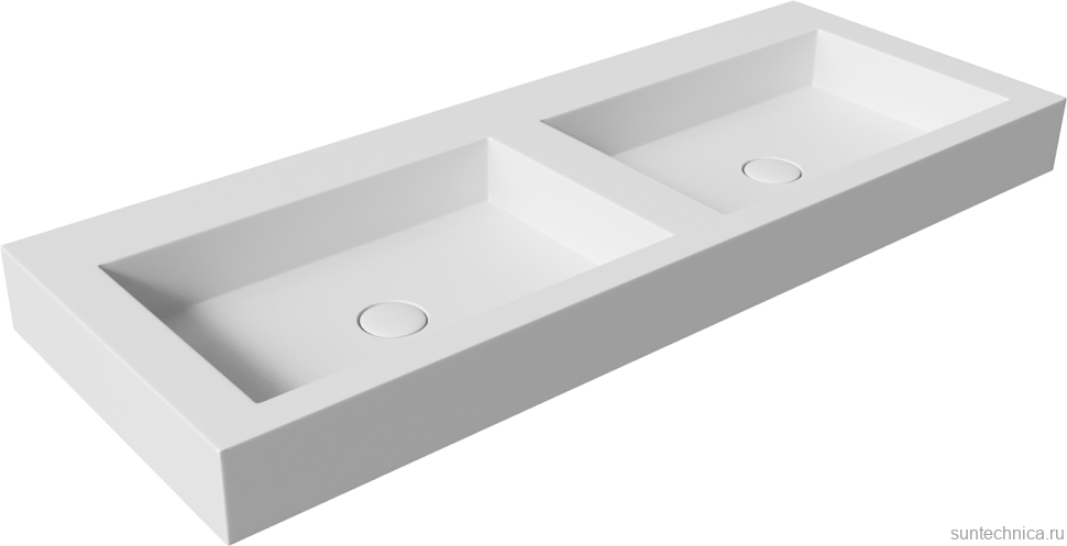 Раковина подвесная Armadi Art Flat 888-120 ST 120 матовая белая, прямоугольная, двойная, искусственный камень