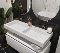 Раковина подвесная Armadi Art Flat 888-120 ST 120 матовая белая, прямоугольная, двойная, искусственный камень