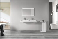 Раковина подвесная Armadi Art Flat 888-120 ST 120 матовая белая, прямоугольная, двойная, искусственный камень