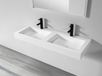 Раковина подвесная Armadi Art Flat 888-120 ST 120 матовая белая, прямоугольная, двойная, искусственный камень