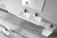 Раковина подвесная Armadi Art Flat 888-120 ST 120 матовая белая, прямоугольная, двойная, искусственный камень