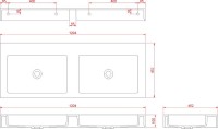 Раковина подвесная Armadi Art Flat 888-120 ST 120 матовая белая, прямоугольная, двойная, искусственный камень